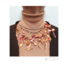 FLORESCENT SILKY COCOONS in orange & brown - Χειροποίητο κολιέ